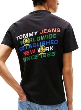 Camiseta Tommy Jeans Slanted en negro para hombre 