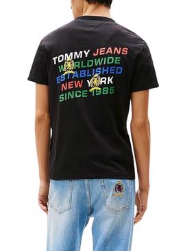 Camiseta Tommy Jeans Slanted en negro para hombre 