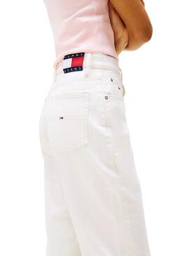 Pantalón vaquero Tommy Jeans Mom blanco para mujer