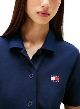 Vestido  Tommy Jeans  Pique Polo azul para mujer 