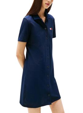 Vestido  Tommy Jeans  Pique Polo azul para mujer 