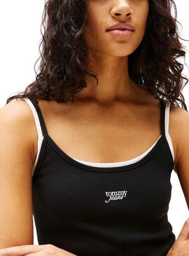 Vestido Tommy Jeans Script Strap negro para mujer 