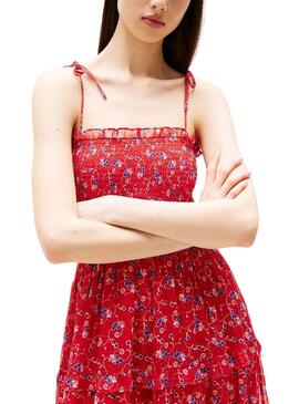 Vestido  Tommy Jeans   Chiffon en rojo para mujer 