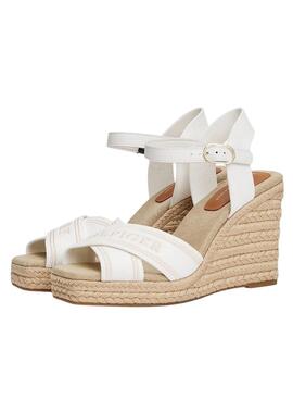 Sandalias Tommy Jeans Monotipo en blanco para mujer 