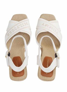 Sandalias Tommy Jeans Monotipo en blanco para mujer 