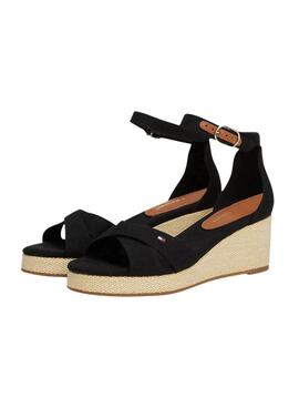 Sandalias Tommy Hilfiger Flag Criss negro para mujer