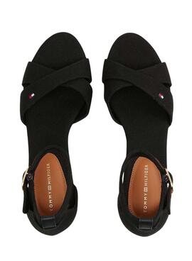 Sandalias Tommy Hilfiger Flag Criss negro para mujer
