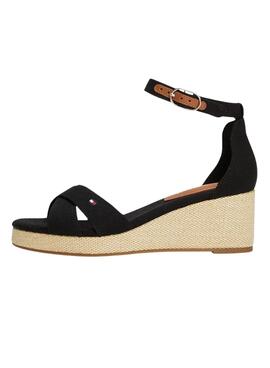 Sandalias Tommy Hilfiger Flag Criss negro para mujer