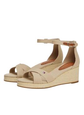 Sandalias Tommy Hilfiger Flag Criss beige para mujer