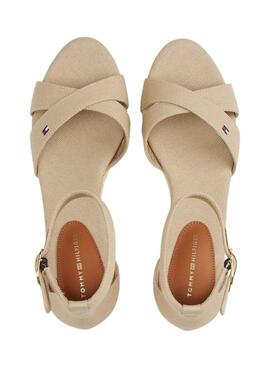 Sandalias Tommy Hilfiger Flag Criss beige para mujer