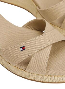 Sandalias Tommy Hilfiger Flag Criss beige para mujer