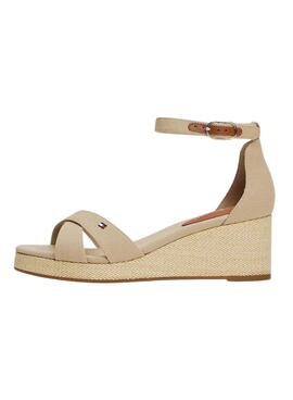 Sandalias Tommy Hilfiger Flag Criss beige para mujer