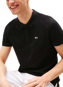 Polo Tommy Jeans Slim negro para hombre 