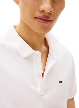 Polo Tommy Jeans Slim blanco para hombre 