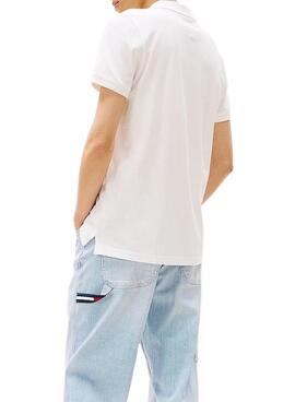 Polo Tommy Jeans Slim blanco para hombre 