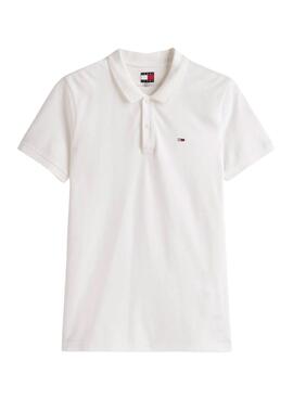 Polo Tommy Jeans Slim blanco para hombre 