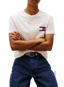 Camiseta Tommy Jeans Essential Flagen beige para hombre 