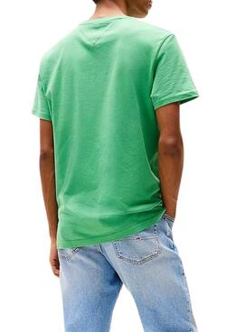 Camiseta Tommy Jeans Essential Flag verde para hombre 