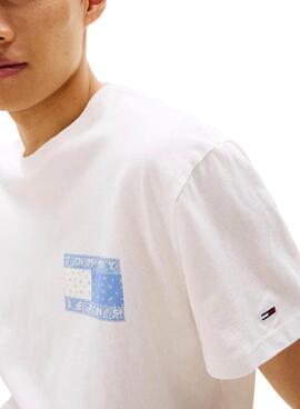 Camiseta Tommy Jeans Paisley blanco para hombre