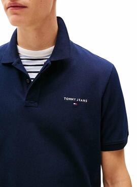Polo Tommy Jeans Linear azul para hombre