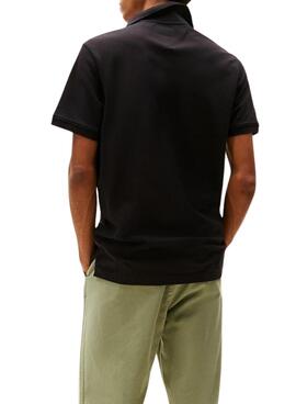 Polo Tommy Jeans Chest Flag negro para hombre