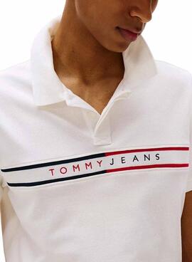 Polo Tommy Jeans Chest Flag blanco para hombre