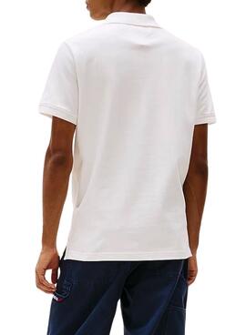 Polo Tommy Jeans Chest Flag blanco para hombre