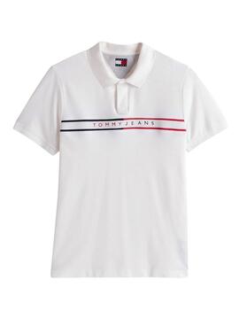 Polo Tommy Jeans Chest Flag blanco para hombre