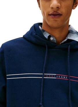 Sudadera Tommy Jeans Chest Flag azul para hombre