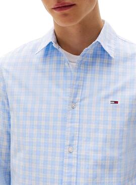 Camisa Tommy Jeans Poplin azul para hombre