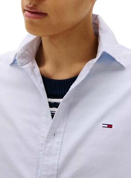 Camisa Tommy Jeans Oxford azul para hombre
