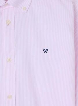 Camisa Silbon oxford rayas rosa y blanco para hombre