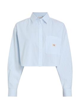 Camisa Calvin Klein Jeans Cropped  azul para mujer 