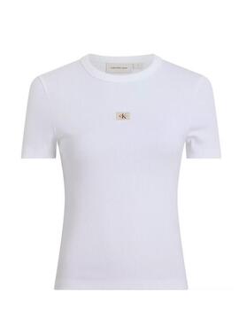 Camiseta Calvin Klein Jeans Rib  blanco para mujer 