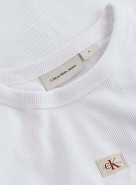 Camiseta Calvin Klein Jeans Rib  blanco para mujer 