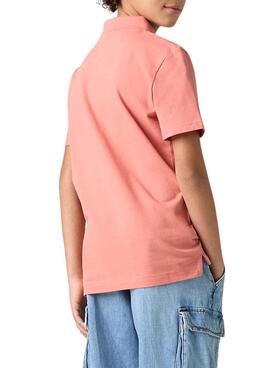 Polo Levis Back Neck Tape naranja para niño