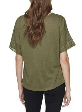 Camiseta Vila Vinulan verde para mujer