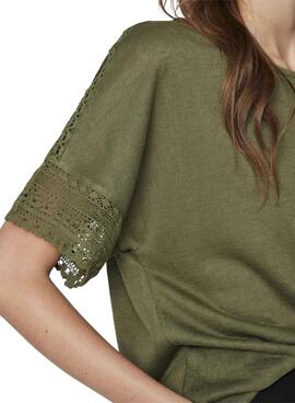 Camiseta Vila Vinulan verde para mujer