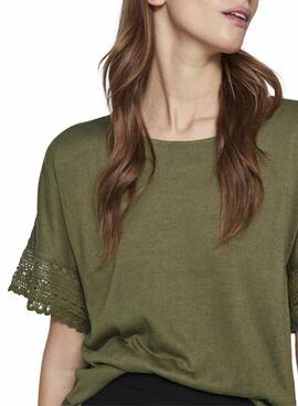 Camiseta Vila Vinulan verde para mujer