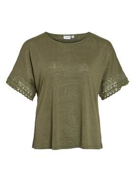 Camiseta Vila Vinulan verde para mujer