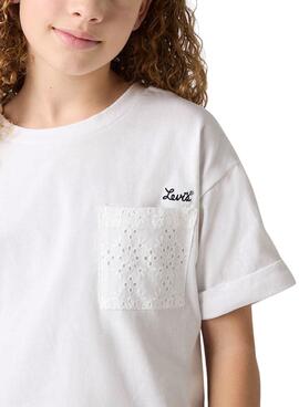 Camiseta Levis Roll Cuff blanco para niña