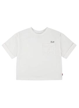 Camiseta Levis Roll Cuff blanco para niña
