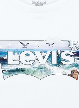 Camiseta Levis Crashing Waves blanco para niño