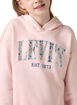 Sudadera Levis Seasonal con capucha rosa para niña