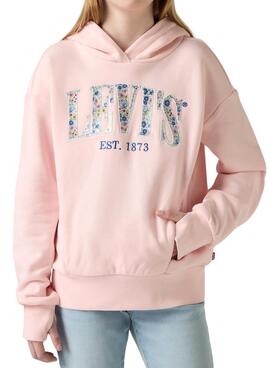 Sudadera Levis Seasonal con capucha rosa para niña