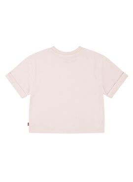 Camiseta Levis Roll Cuff rosa para niña