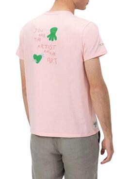 Camiseta El Pulpo Estampado The Artist rosa para hombre