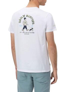 Camiseta El Pulpo Estampado Daily Routine blanco para hombre