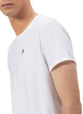 Camiseta El Pulpo bordado a contraste básica blanco para hombre