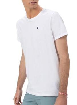 Camiseta El Pulpo bordado a contraste básica blanco para hombre